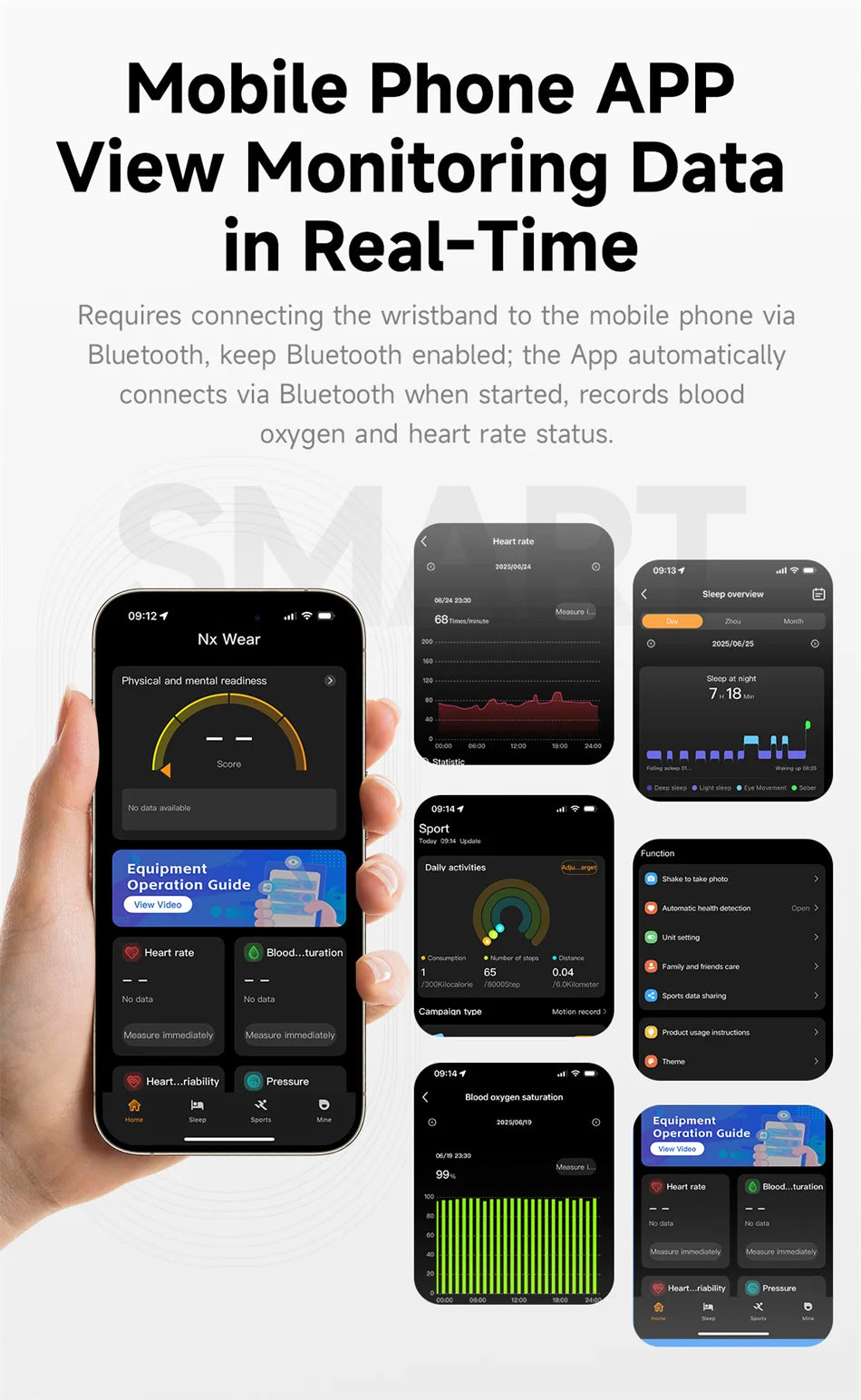 Men Women Smart Bracelet Heart Rate Sleep Monitor Health Smart Band Waterproof Sports Fitness Tracker Smartwatch For Android iOS