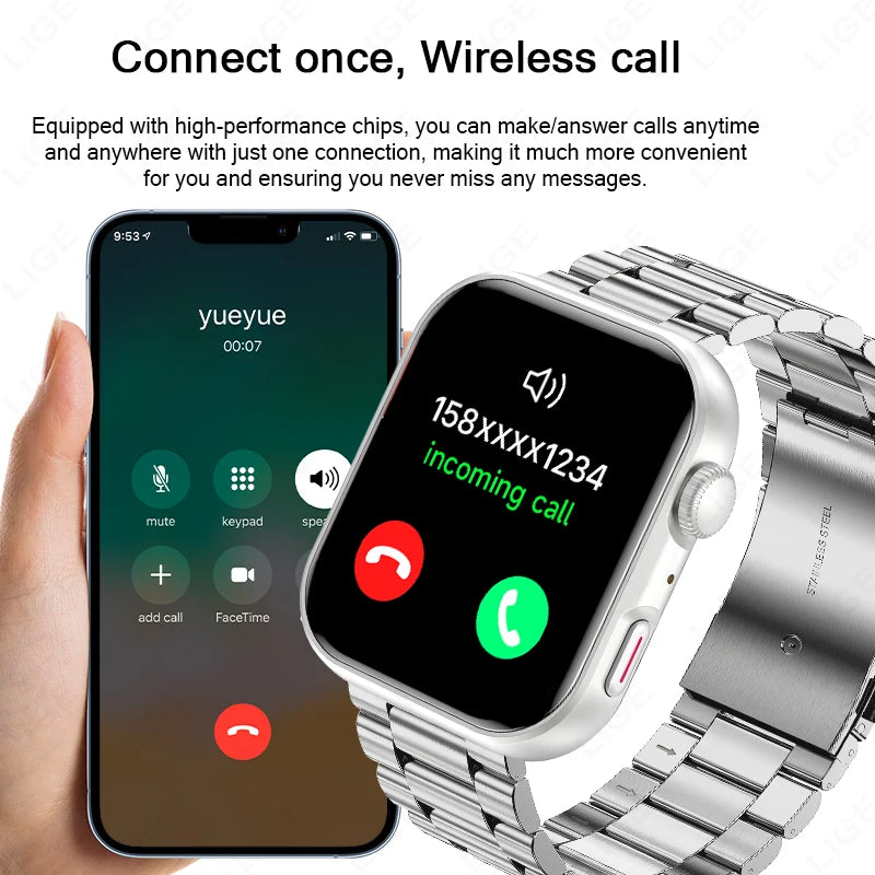 LIGE New 1.83" AMOLED Screen Smart Watch For Men Women Bluetooth Call Sports Fitness Heart Rate Monitor 2026 Fashion Smartwatch