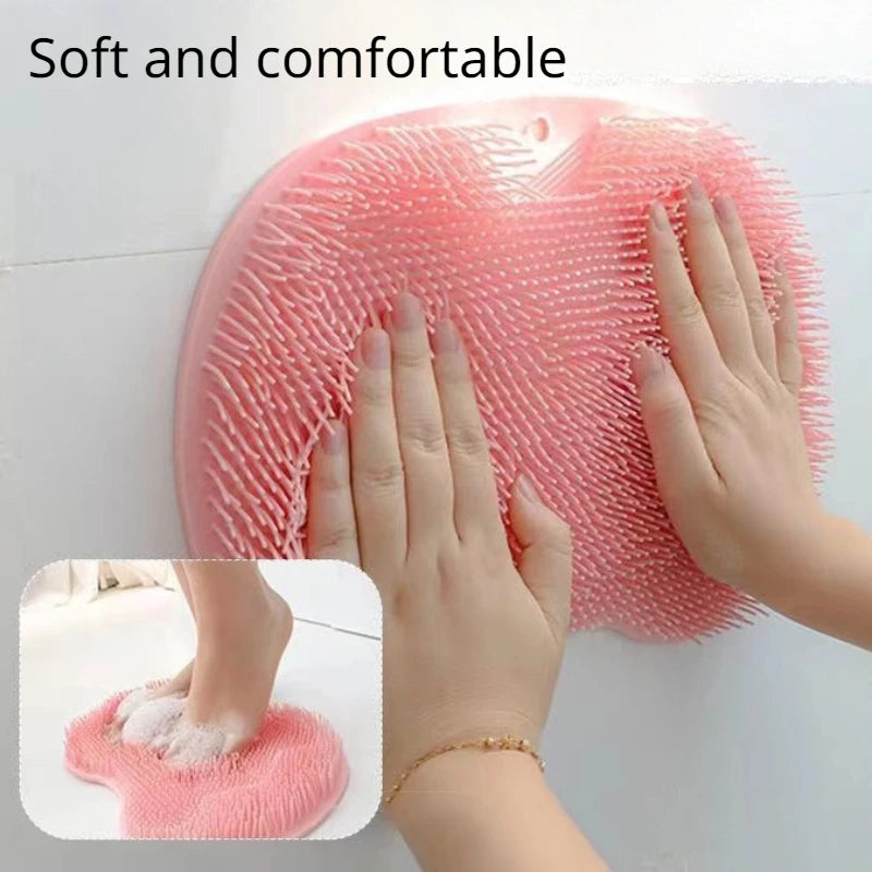 Silicone Foot Massage Pad Shower Mat Non-slip Wash Foot Pad Stick on Wall Surface Body Cleaning Tool Exfoliating Rub Back Brush