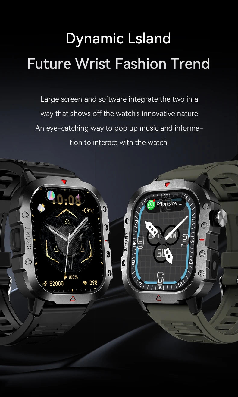 G.L Wear New Military Smart Watch Men Outdoor Sports Fitness Tracker Health Monitor 2.19 inch Bluetooth Talk Smart Watch