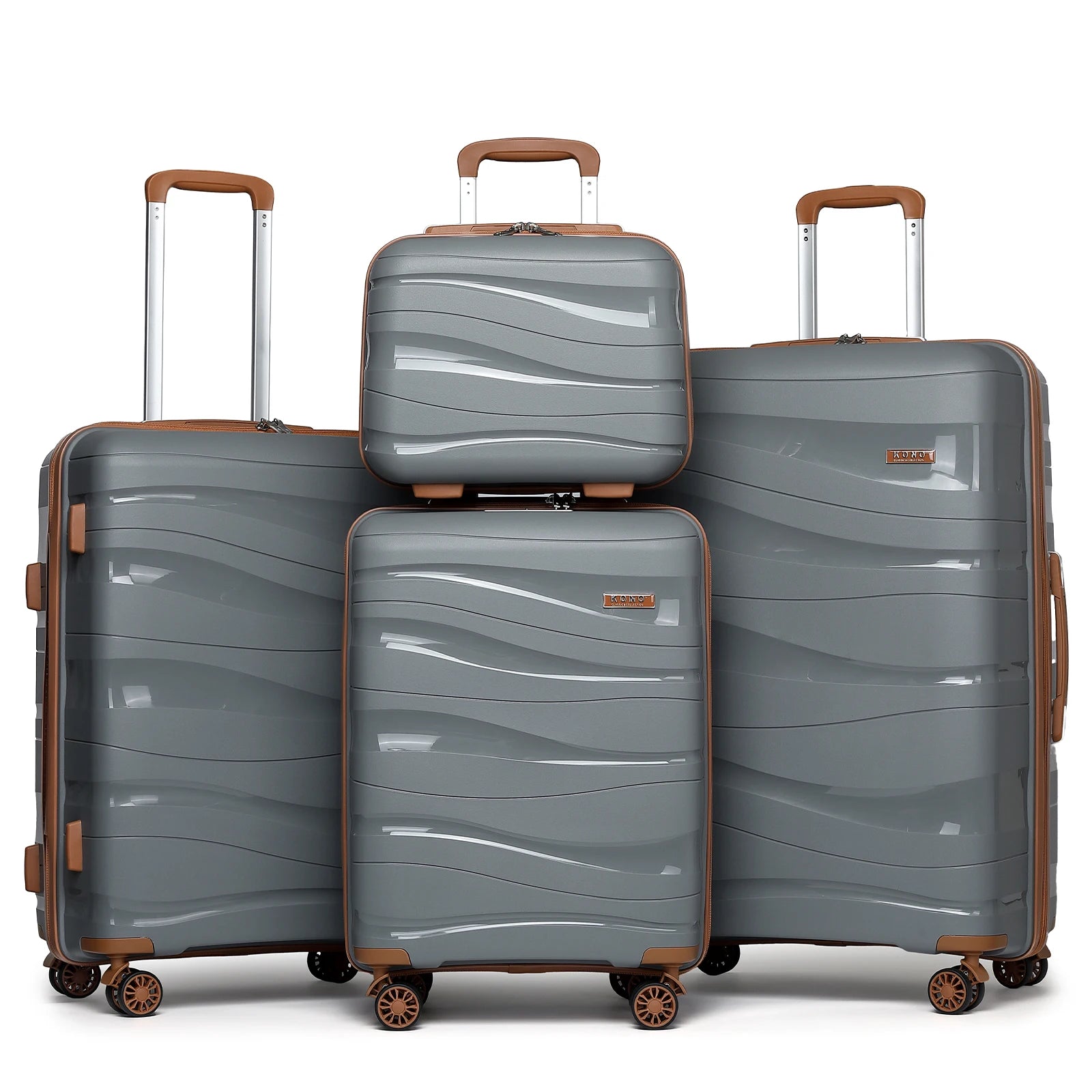 Kono Luggage 4-Piece Lightweight Polypropylene Hard Shell Suitcase Set with TSA Locks & Spinner Wheels - 14"/20"/24"/28"