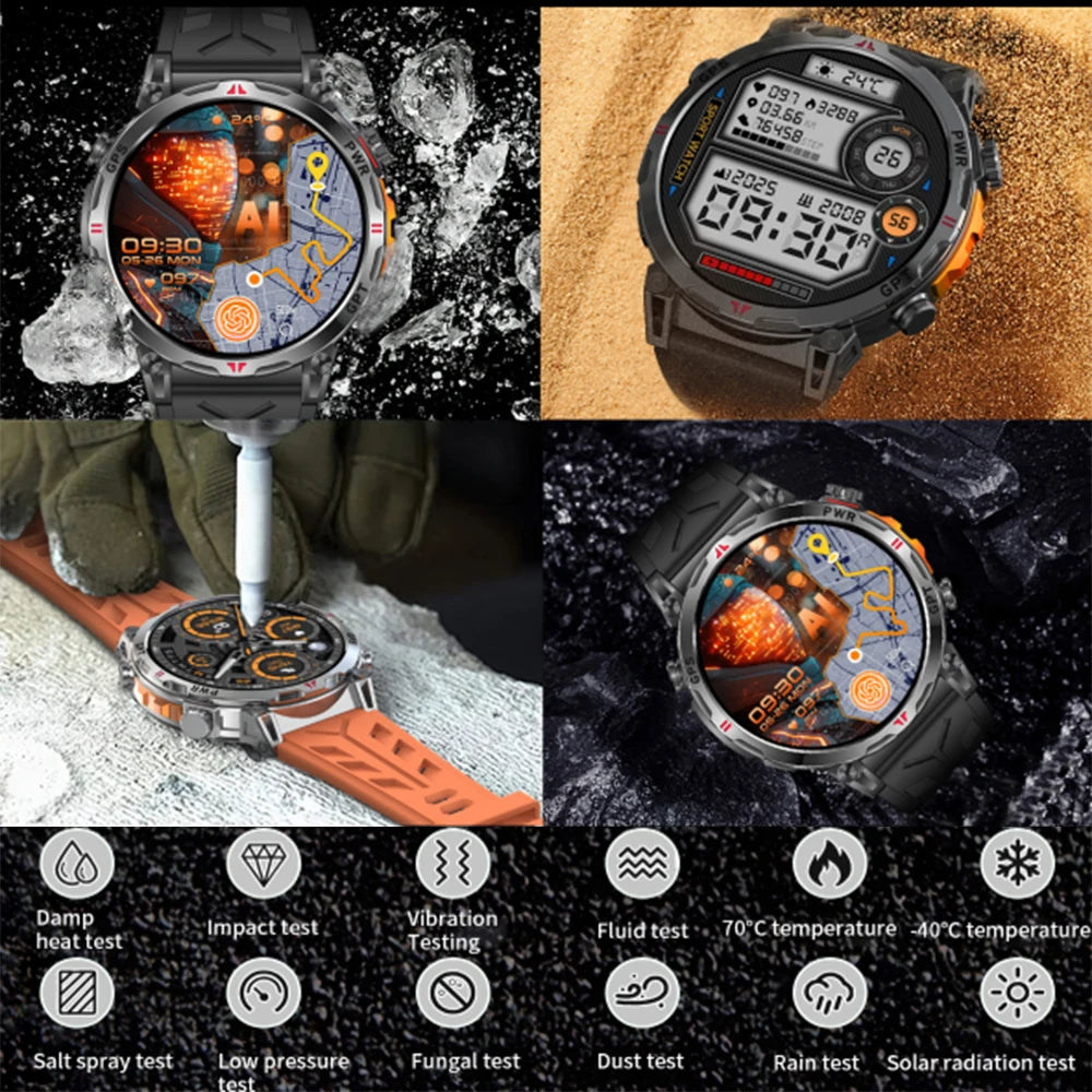 2025 New Professional GPS Sports Smart Watch Outdoor RIDE Run GPS track Swim Watchs Compass Altimeter 5ATM Sports Bracelets Men