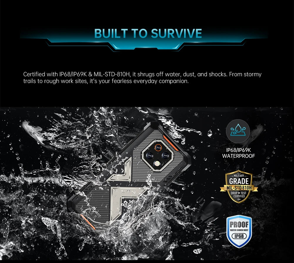 Thin Rugged Smartphone Android 15 Cubot KingKong ES 3, 10200mAh Battery, 16GB RAM(6+10), 256GB ROM, 6.745-Inch 120Hz Screen, NFC