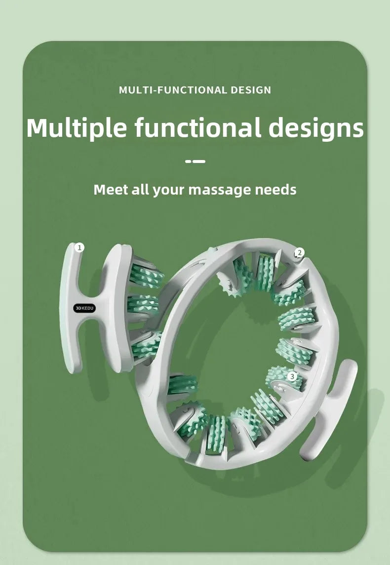 Ring Leg Massager with 14 Soft Rubber Rollers for Full Body Neck Shoulder Abdominal Anti Cellulite Slimming Muscle Relaxation