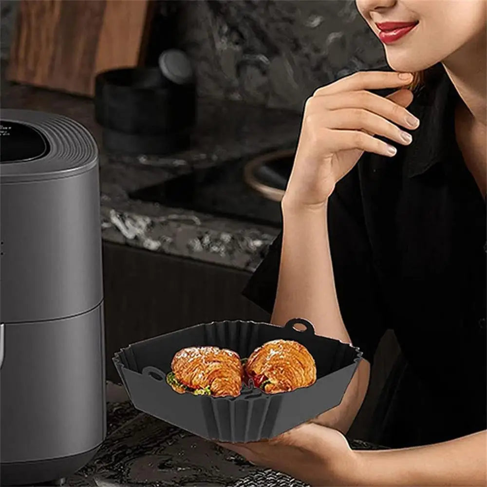1pcs Air Fryer Silicone Liners Square Airfryer Liners Reusable Air Fryer Accessories Replacement for Parchment Airfryer Liners