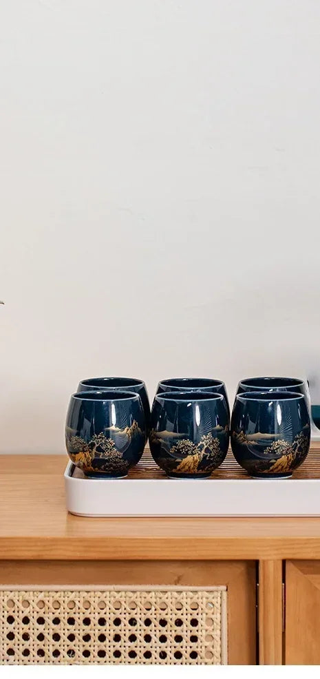 Japanese-style Simple Master Mug Ceramic Tea Bowl Cup Household Jilan Simple Ceramic Large Teacup Tea Set for A Single Cup