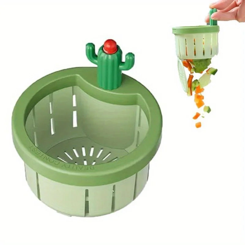 1-5pcs Cactus Sink Drain Strainer Press Automatic Dumping Basket Multi-functional Use Filter Net for Tub Kitchen Waste Collector