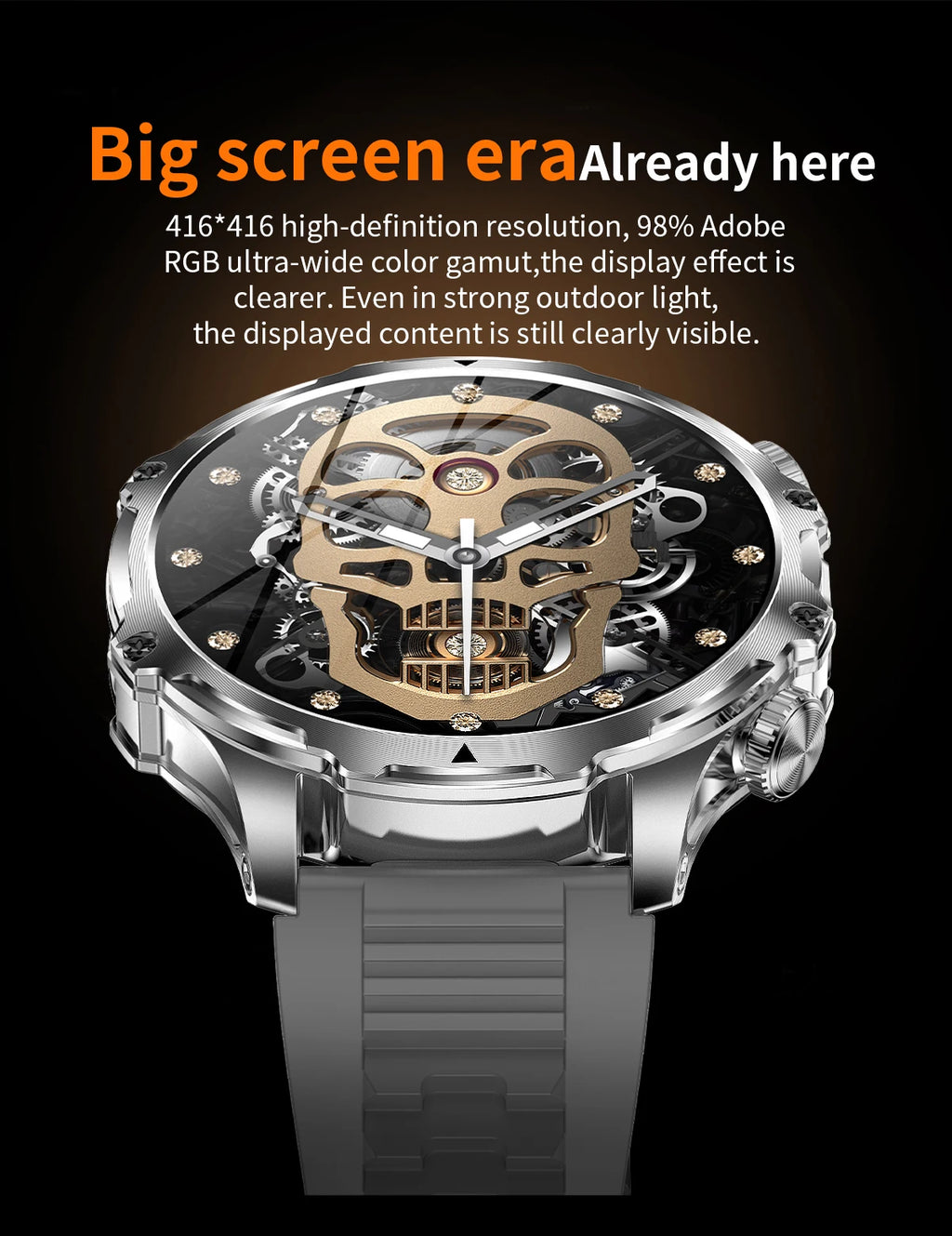New 1000mah Long Standby AMOLED Smart Watch Men Sports Fitness LED Flashlight 3ATM Waterproof BT Call Smartwatch Men +GiFt