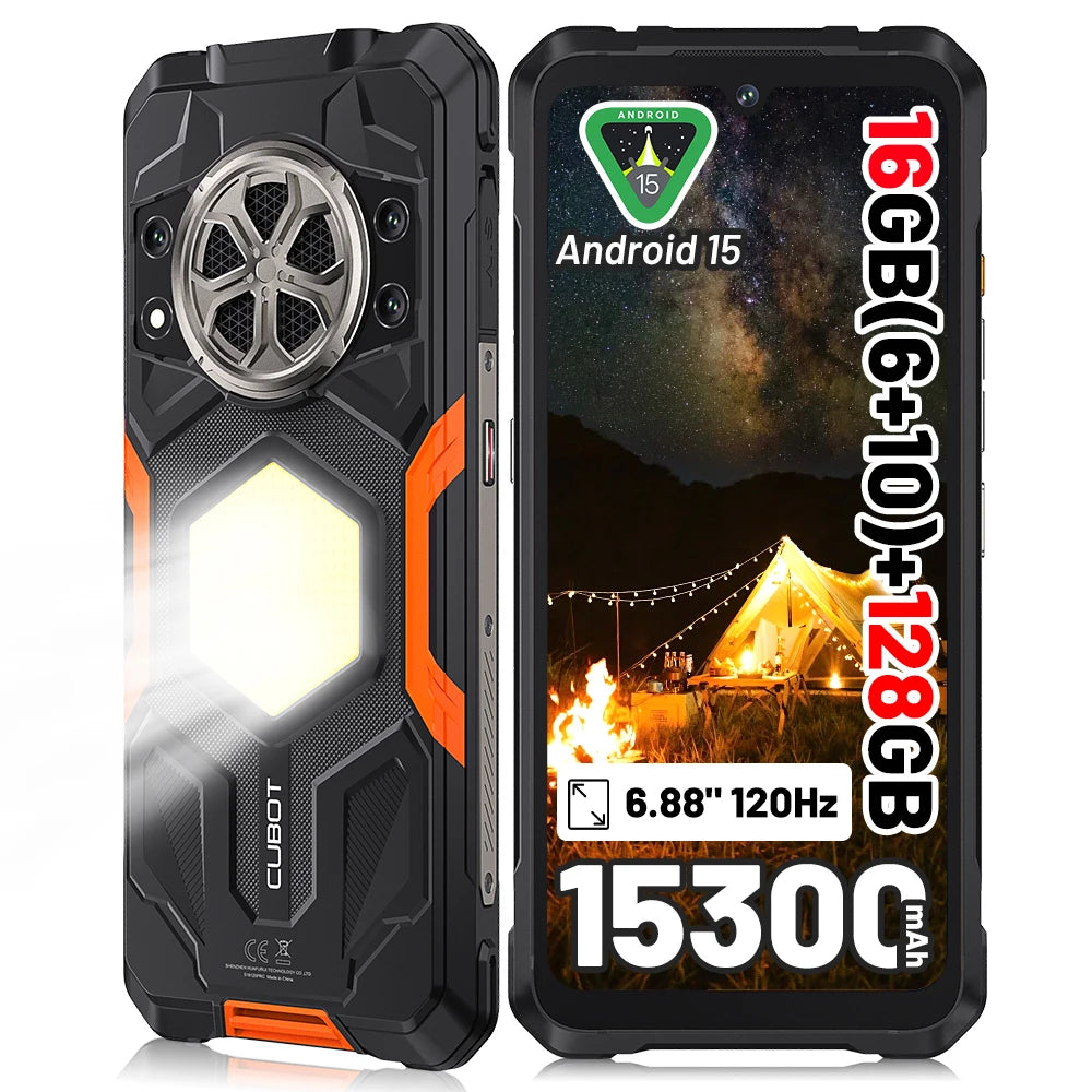 [Ship From UK] CUBOT KingKong Power 5 Android 15 Rugged Smartphone G100 16GB(6+10) 128GB 15300mAh 6.88" 120Hz 64MP Camping Light
