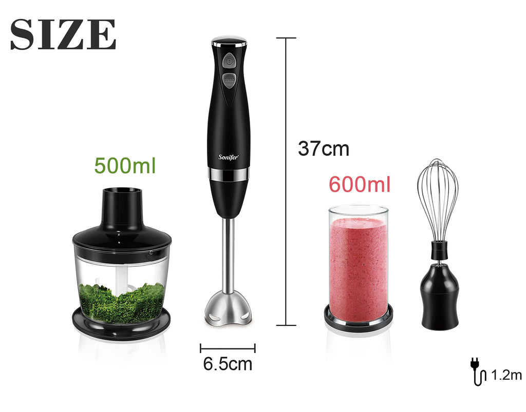 Stainless Steel Hand Blender 3 In 1 Immersion Electric Food Mixer With Bowl Kitchen Vegetable Meat Grinder Chopper Whisk Sonifer
