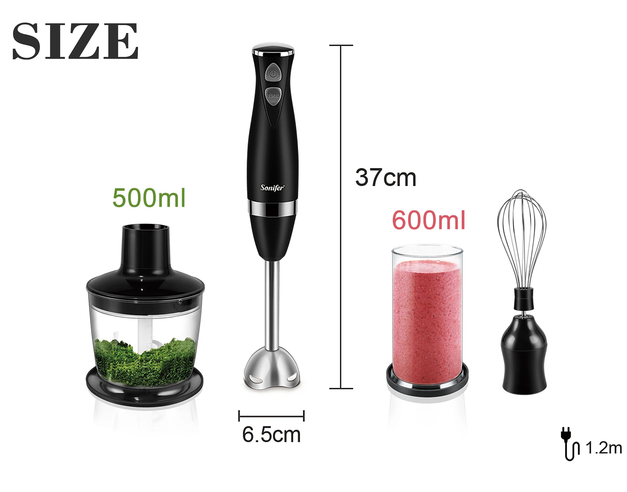 Stainless Steel Hand Blender 3 In 1 Immersion Electric Food Mixer With Bowl Kitchen Vegetable Meat Grinder Chopper Whisk Sonifer
