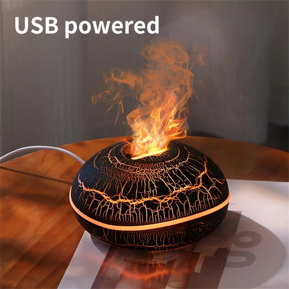 7-color simulation flame fragrance humidifier 2-in-1 home appliance with large mist volume USB flame humidifier desktop creative