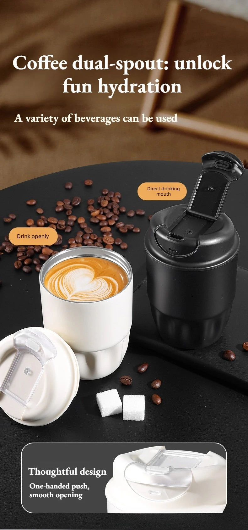 260ML 450ML SUS316 Thermal Coffee Mug Leakproof Portable Travel Tumbler with Lid Stainless Steel Cup for Car Work Hot Cold Drink