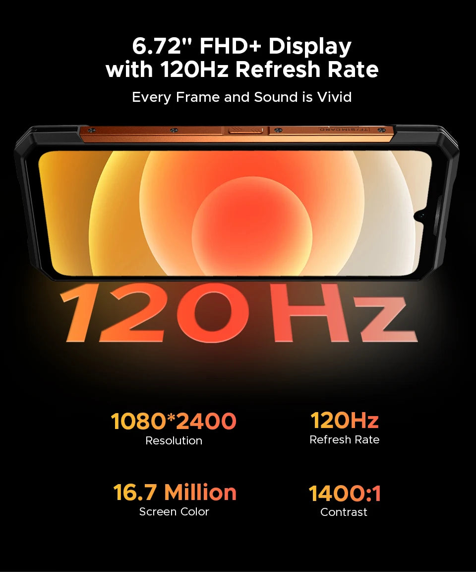 Global Version DOOGEE S200 Rugged Phone 48GB 256GB 6.72" 120Hz 1.32" Rear Display Dimensity 7050 100MP Camera 10100mAh NFC