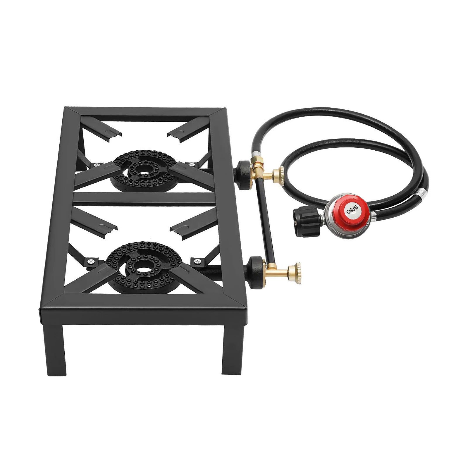8000W Double Burner Gas Stove Portable Outdoor Camping Stove Propane Cooker Adjustable 0-10Psi for Patio Camping, BBQ, Home Brew
