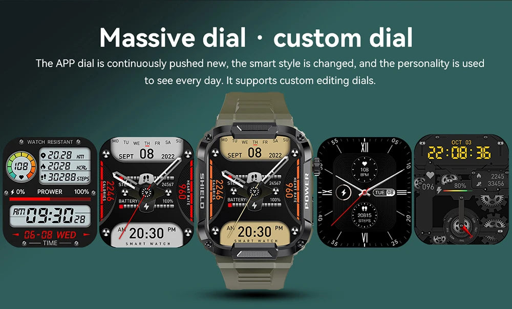 MEVADEN 1.85 inch Outdoor Military Smart Watch Men Bluetooth Call Smartwatch Waterproof Sports Fitness Watches for Android IOS