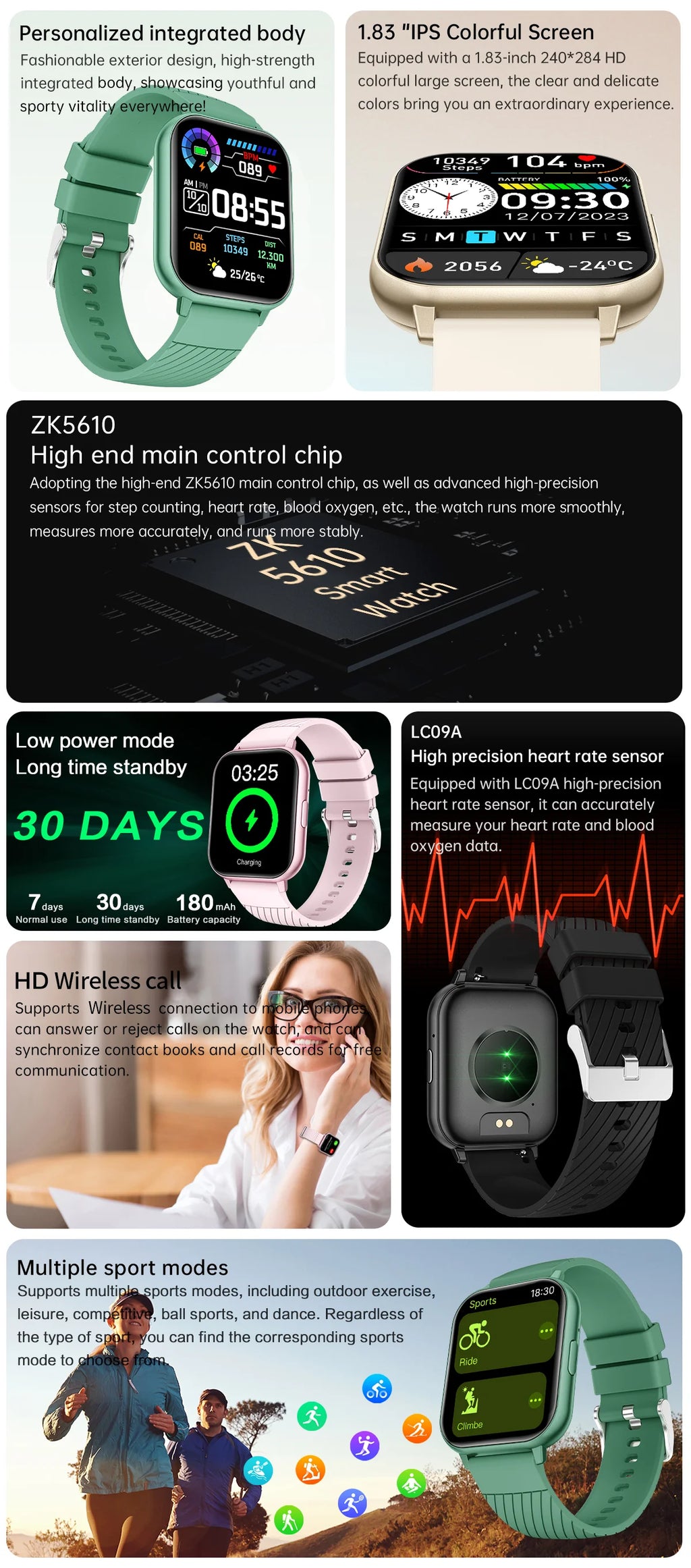 LIGE 2025 Smart Watch Men Full Touch IP67 Waterproof Alarm Clock Heart Rate Health Monitor Lady Gift Sports Fitness Smartwatches