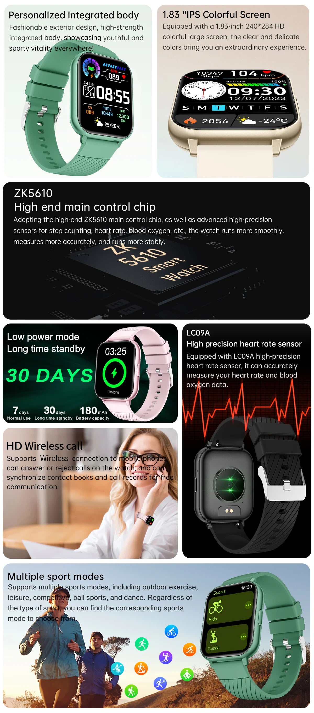 LIGE 2025 Smart Watch Men Full Touch IP67 Waterproof Alarm Clock Heart Rate Health Monitor Lady Gift Sports Fitness Smartwatches