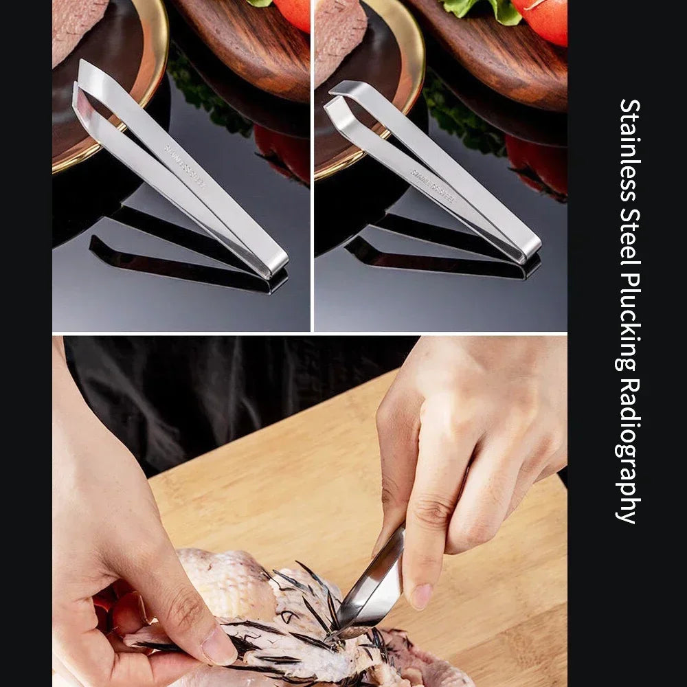 1pcs 430 Stainless Steel Fish Bone Tweezers Pincer Clip Puller Remover Tongs Fish Bone Plucking Clamp Kitchen Gadgets Tools