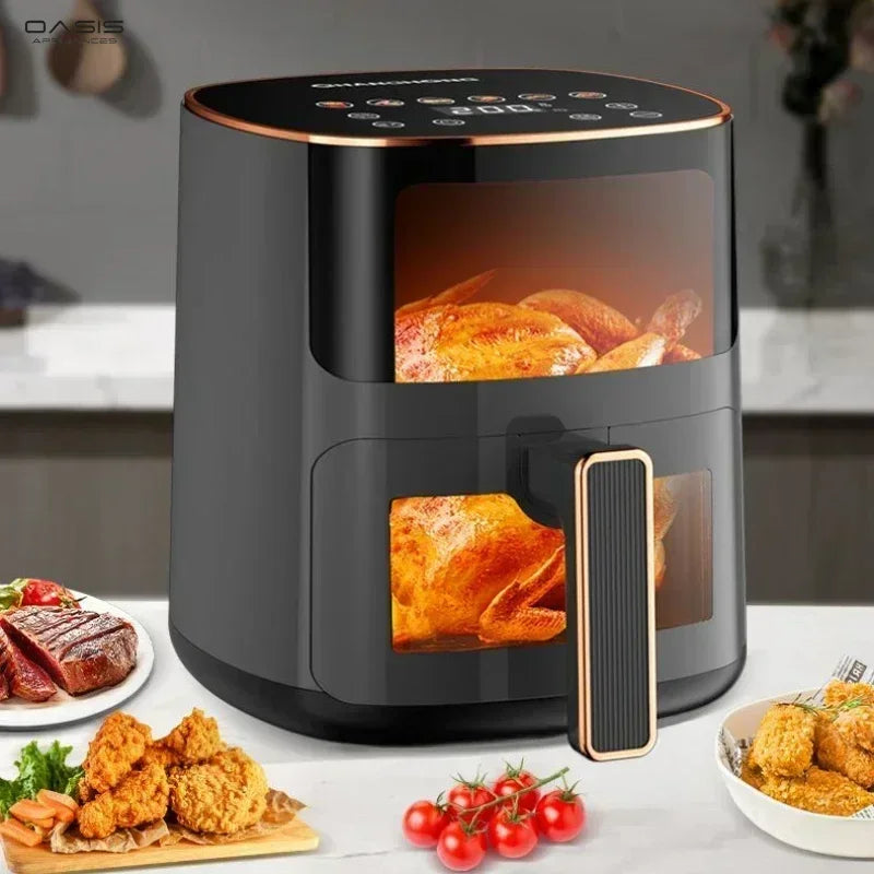 Household Air Fryer - New Visual, Large-capacity, Smart Reservation, Multi-functional Electric Fryer & Integrated Electric Oven.