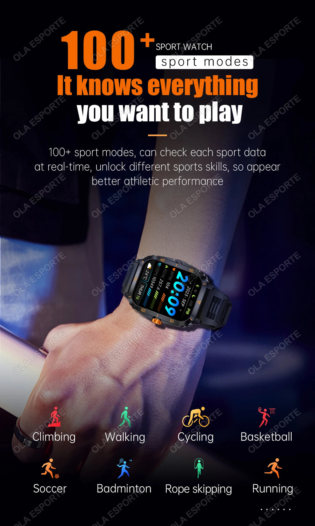 2025 Sport Smart Watch For Men 1.96'' Screen Blood Oxygen Bluetooth Call Watch 100+Sport Waterproof Smartwatch Man Reloj Hombre