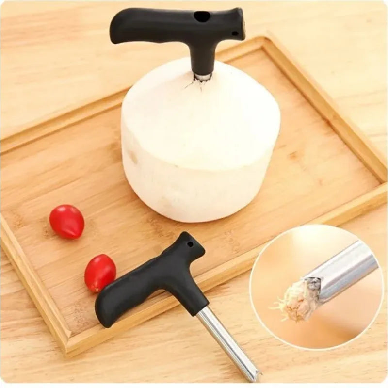 Kitchen Accessories Hot New Useful Durable Stainless Steel Coconut Opener Opening Driller Cut Knife Hole Tools +Cleaning Stick