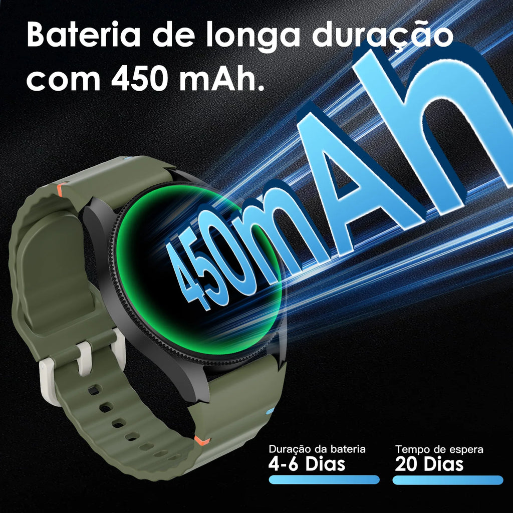 AURAFIT Trek2: Reloj intelligent con AMOLED y Gran battery of 450mAH. Mide heart rate, hace llamades, GPS y es impermeable.