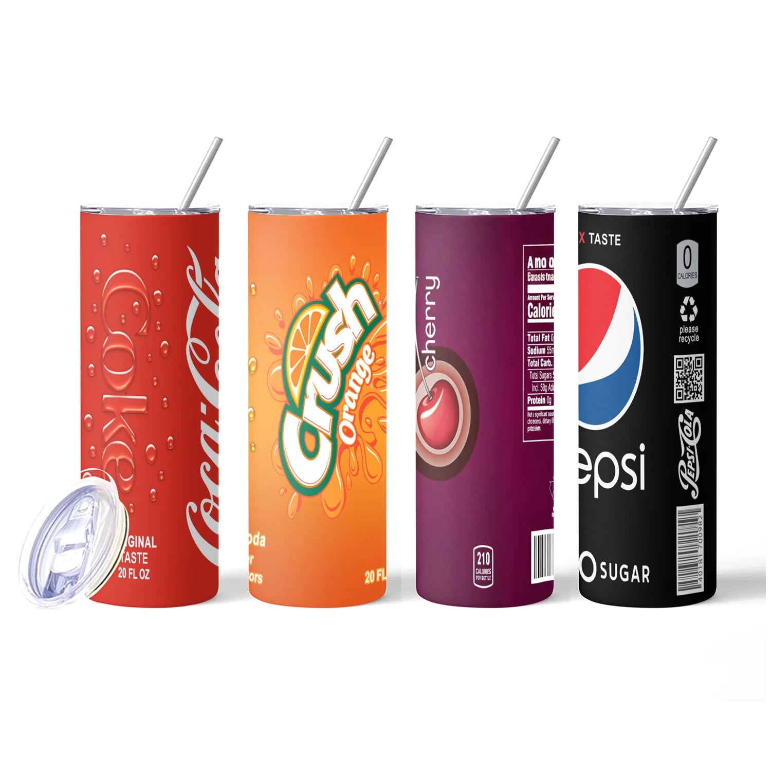 20oz Tumbler Cherry Lemon Orange juice Coke Can Vacuum cup Double Stainless Steel Water Bottle with Straw for Hot or Cold Drinks