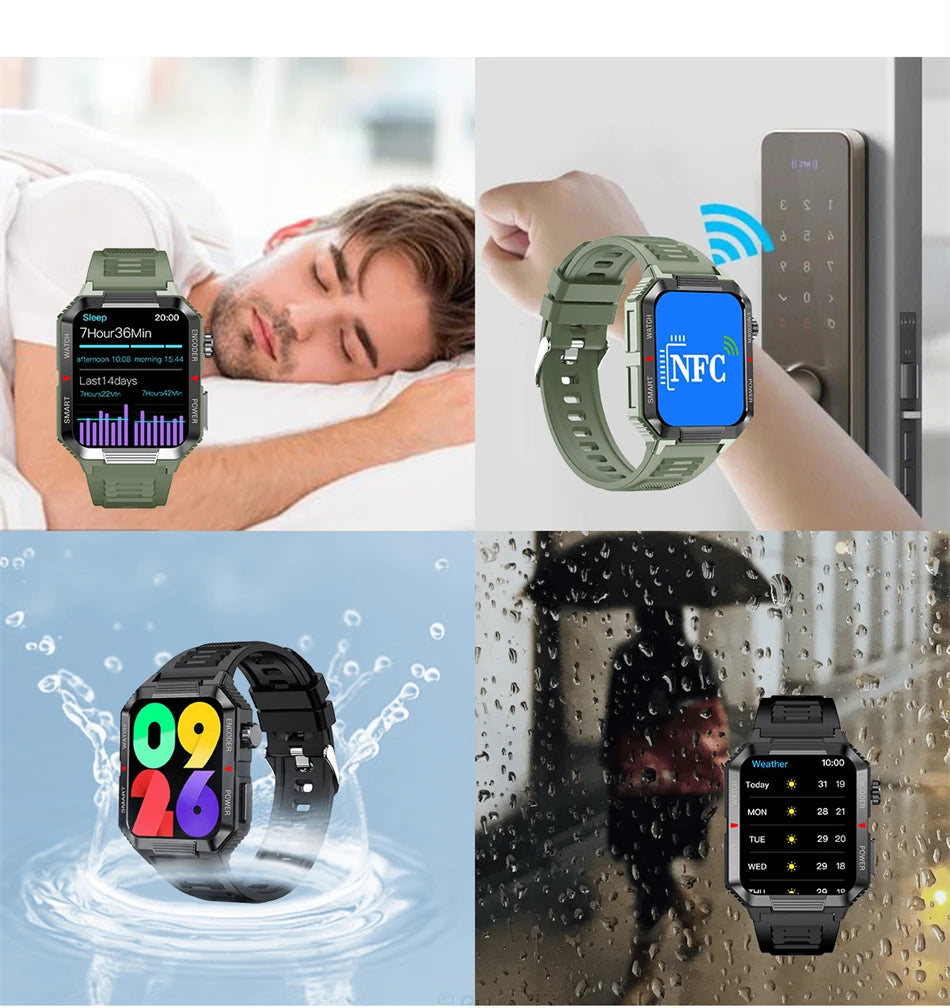 ChiBear NFC GPS Bluetooth Call Smart Watch 1.99'' HD Screen 120+ Sports Fitness Watch Outdoor Weather IP68 Waterproof Smartwatch