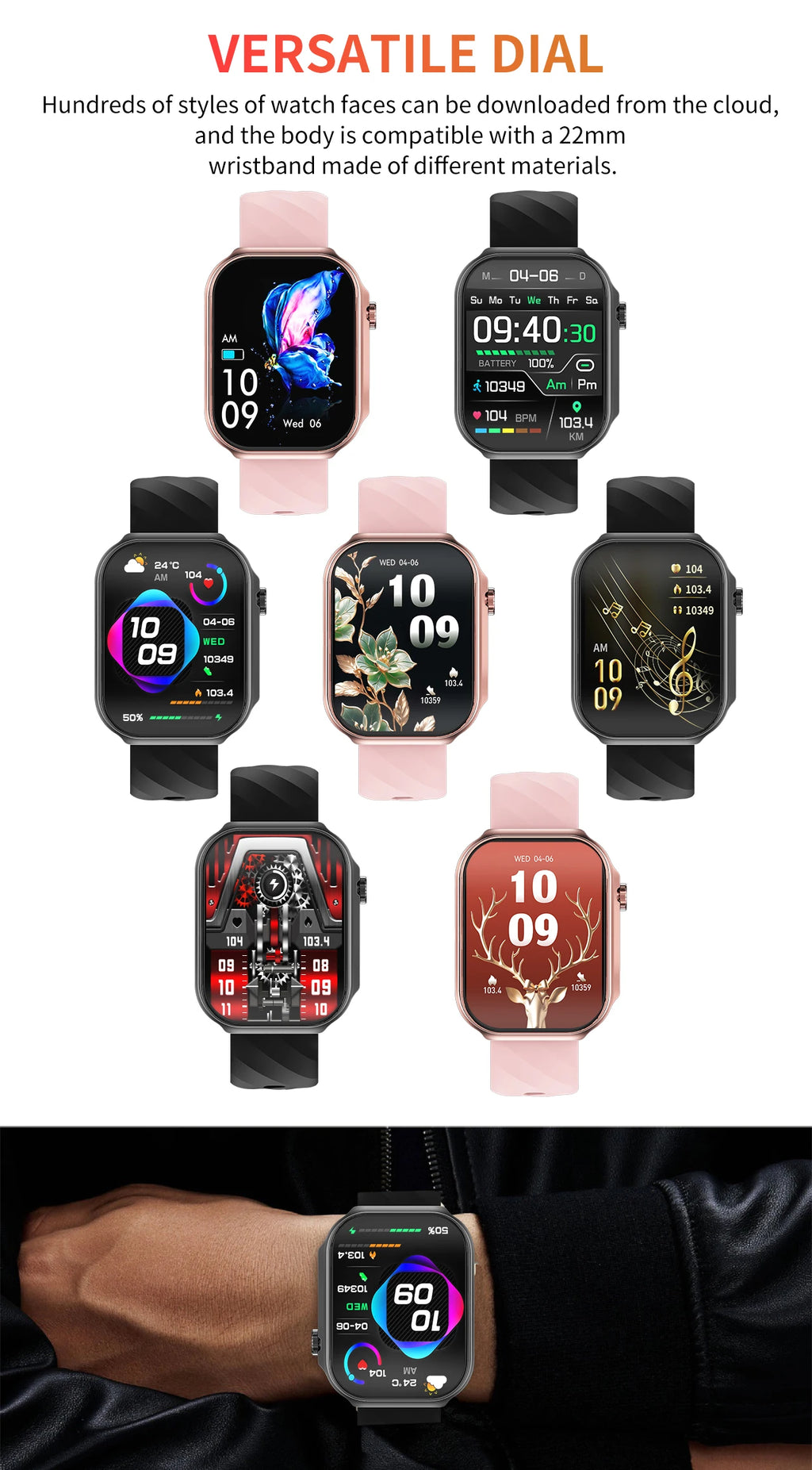 3D Curved Screen Smart Watch 2.2" Large HD Display Bluetooth Call Waterproof Flashlight Outdoor Sport Smartwatch Women 2026 New