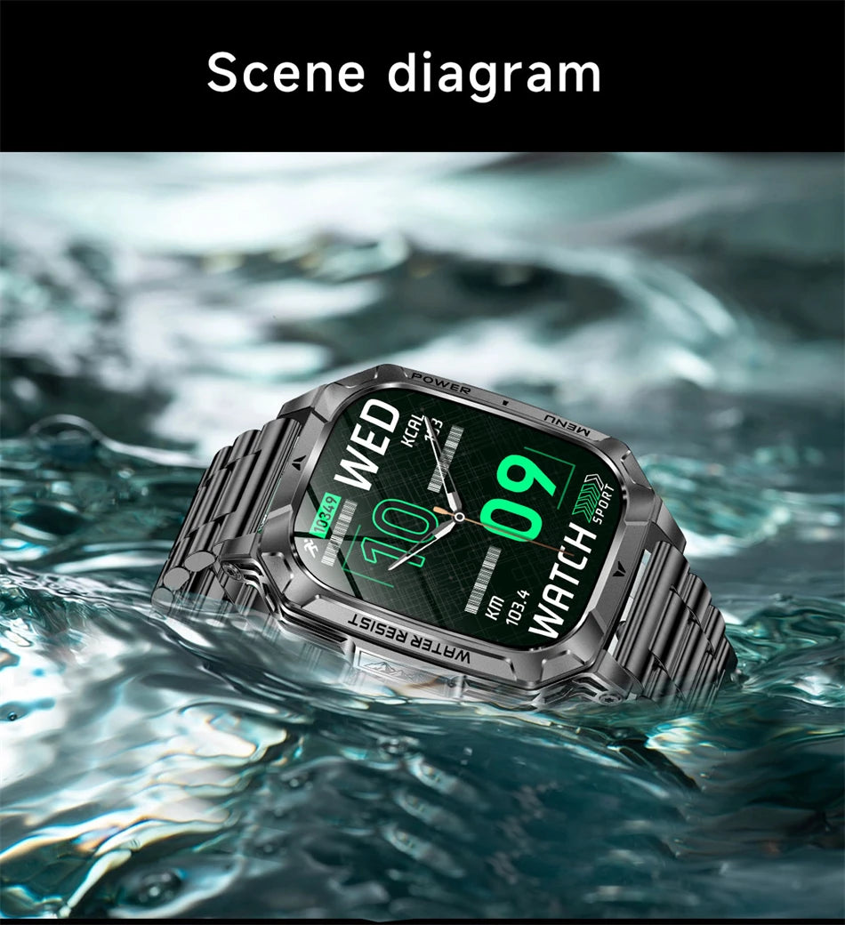 Upgrade 1400 mAh Battery Military Grade Smart Watch Men IP68 Waterproof 100+ Sports Modes Bluetooth Call AMOLED HD Smartwatches