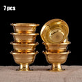 7pcs Brass Tantric Bowl Auspicious Luster Goblet Tibetan Bowl 5.7cm Holy Water Cup Buddhist Home's Gift Desktop Decorative