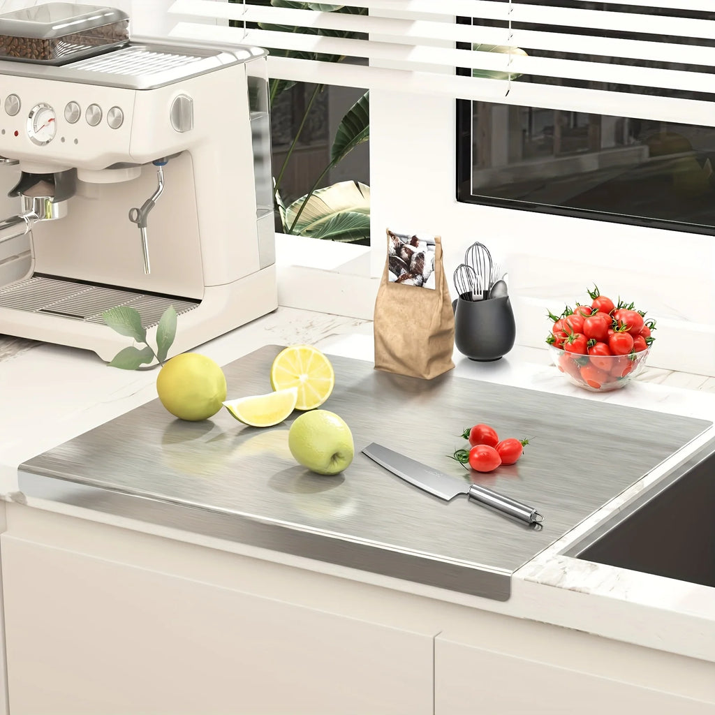 Stainless Steel Cutting Board - Heavy Duty Non-Slip for Meat, Vegetables & Baking | Easy Clean with Safety Lip
