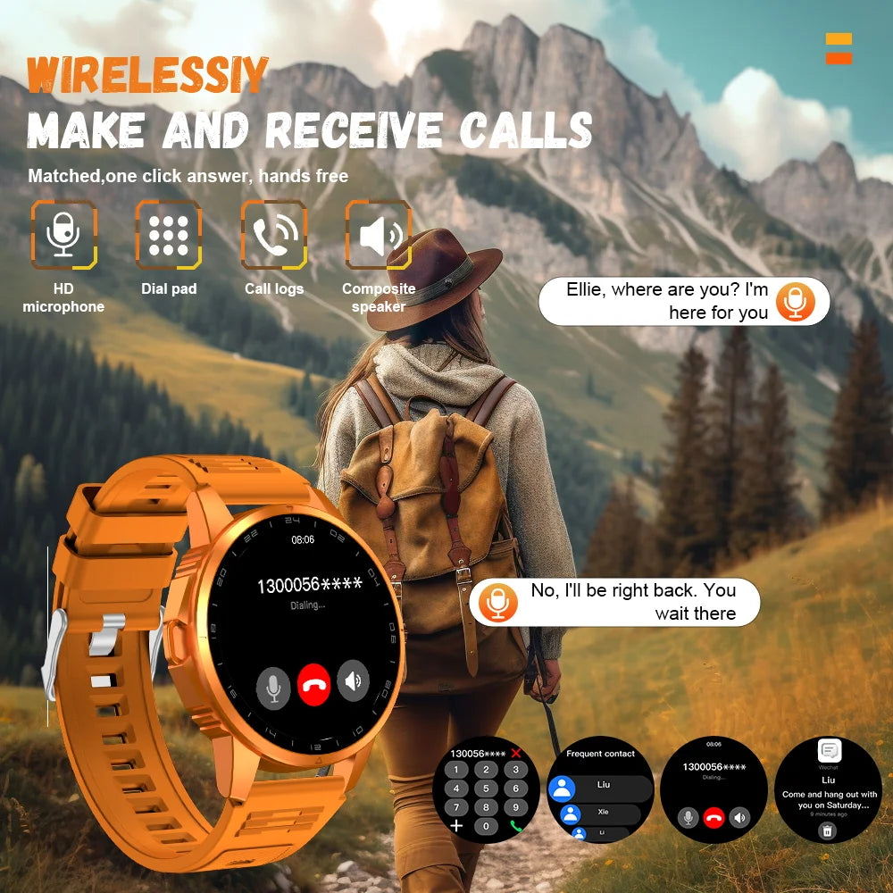 2026 Men's Smart Watch LED Outdoor Flashlight Bluetooth Call Multifunctional Sports Fitness Tracker Large Capacity Battery