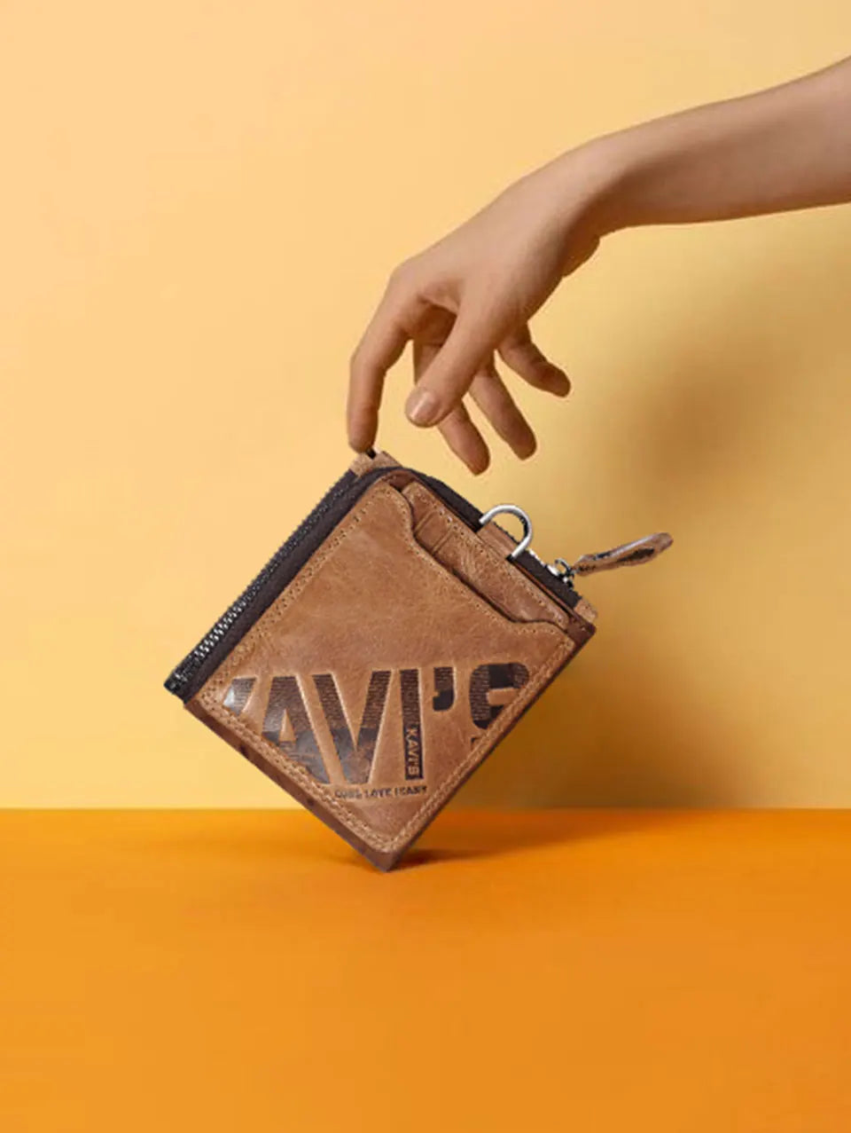 KAVIS Crazy Horse Leather Men Wallets Vintage Cowboy Travel Wallet Card Holder Fashion Coin Purse for Women with Extenal Cardbag