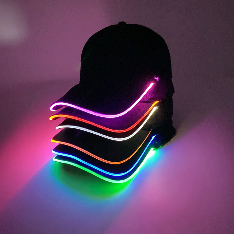 LED Light up Baseball Hat Flashing Glow Rave Party Cap luminous hat for Women Men Hip-hop Club Purim festival parade Supplies
