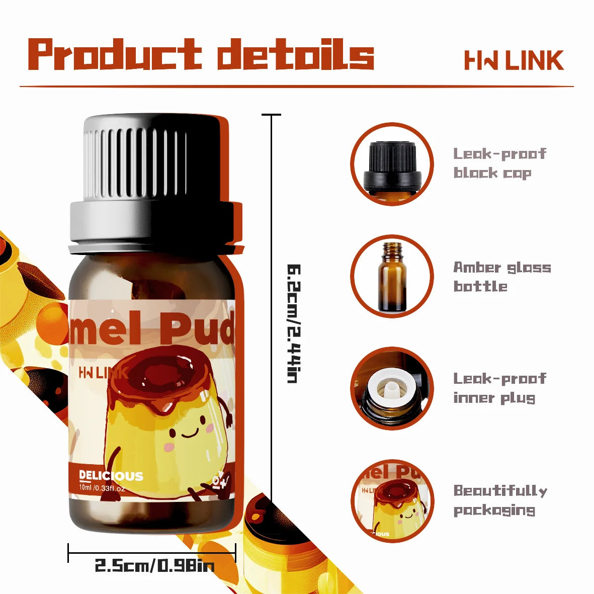 Caramel Pudding Parfun Essential Oils Skin Care Massage Body Oil Perfume Women For Candle, Soap Making, Aromatherapy, Diffusers