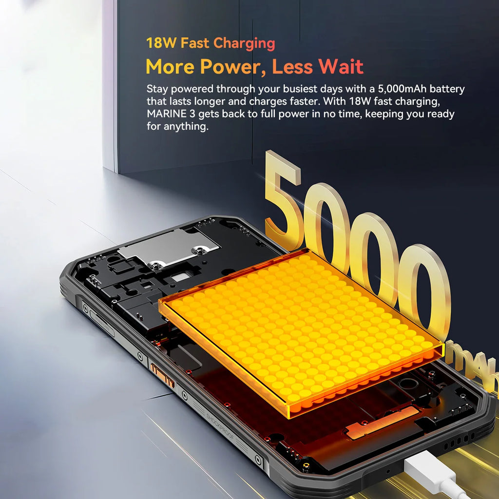 OSCAL MARINE 3 Rugged Smartphone Android 16, 6.56" HD+ Display 90Hz Helio G81 4GB Phone, 13MP+16MP Camera 5000mAh Mobile