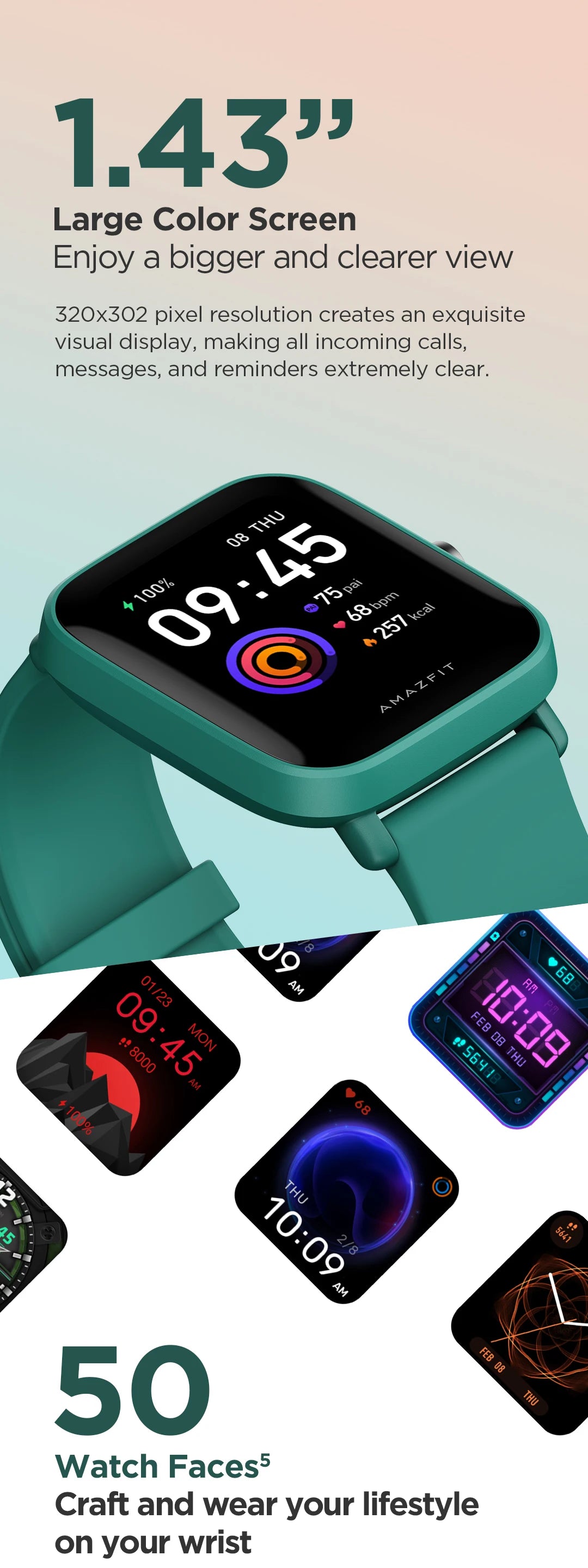 Amazfit Bip U Pro Smart Watch SpO2 5ATM Waterproof Bluetooth5.0 GPS Sleep Monitoring Global Version 95NEW Exhibition SmartWatch
