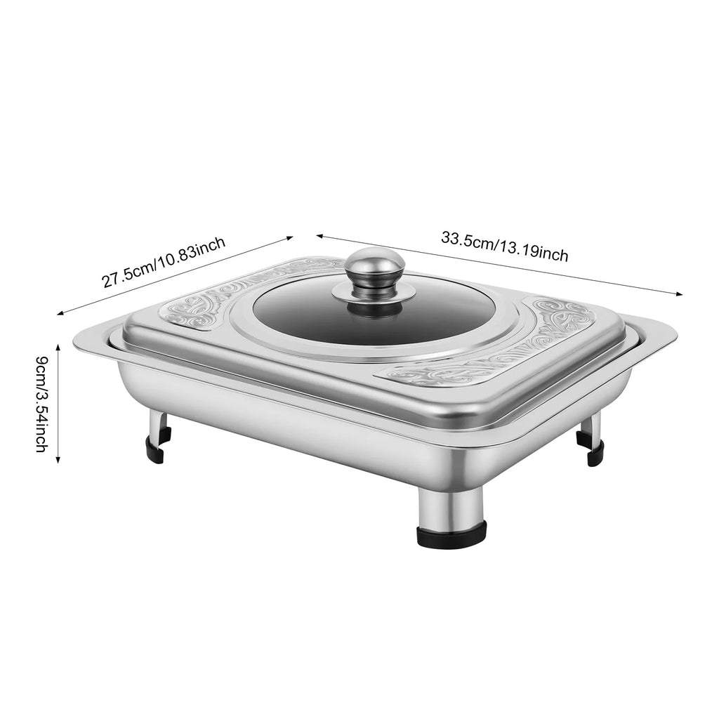 4pcs, Chafing Dishes Buffet Set Stainless Steel Buffet Dish Server Rectangular Chafing Dish Set with Lid for Buffets Caterings