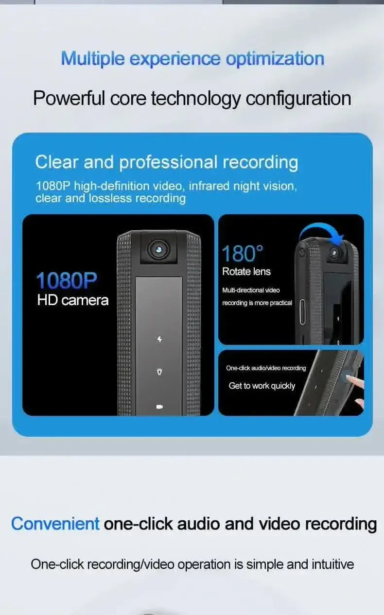 Carpbaba C2S Mini Body Camera 1080P HD DV Professional Bodycam Digital Voice Video Recorder Small Micro Sound Recording Device
