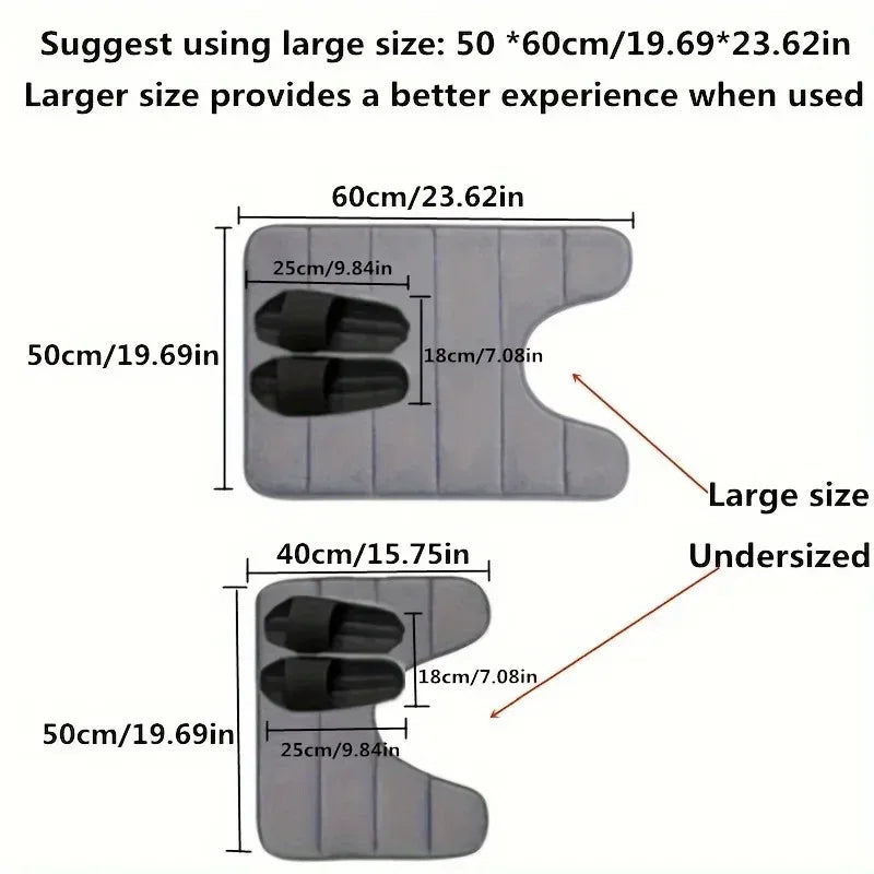 Memory Foam U-Shaped Toilet Seat Cover Anti-Skid Super Absorbent Bathroom Carpet Non-Slip Bath Mat for Bathroom Decor
