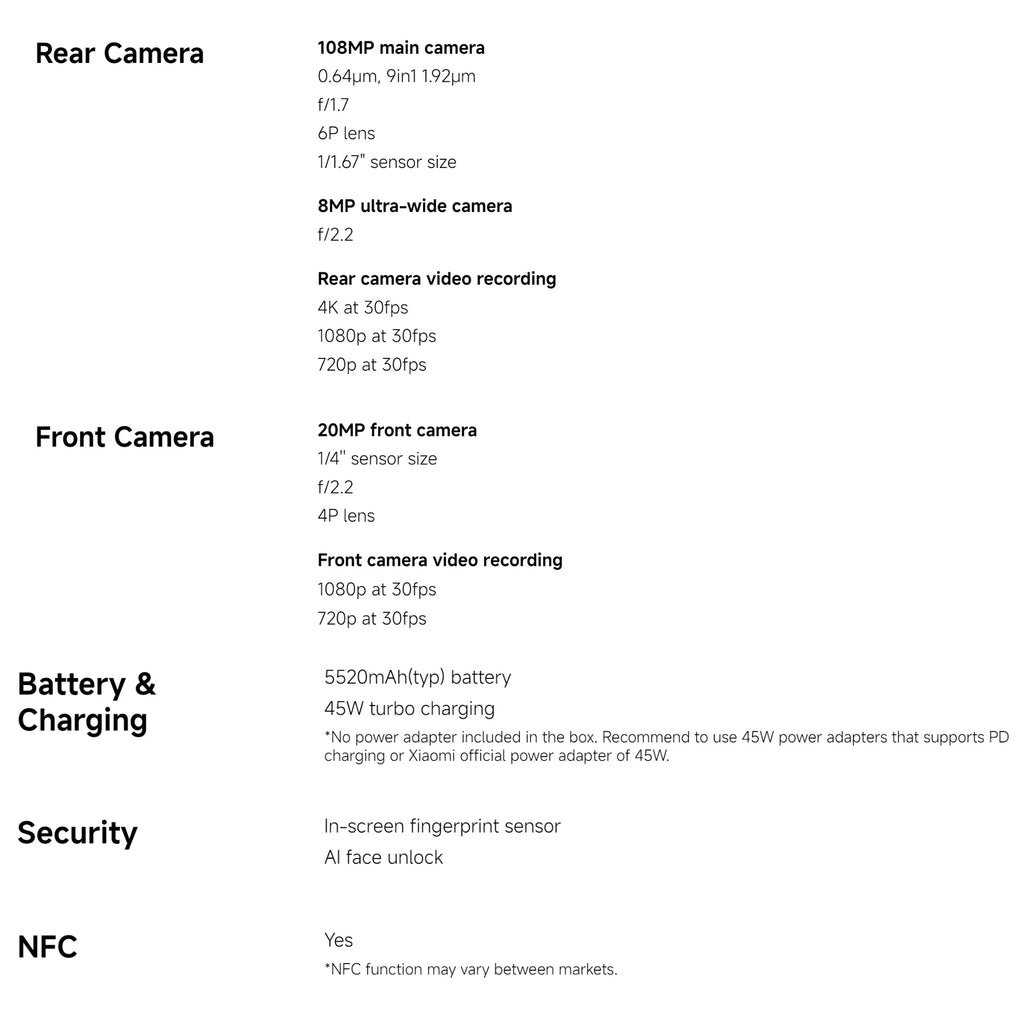 Xiaomi Redmi Note 15 5G 8+256GB Global Version Snapdragon® 6 Gen 3 Mobile Platform 6.77" 120Hz Display 108MP Camera 5520mAh 45W