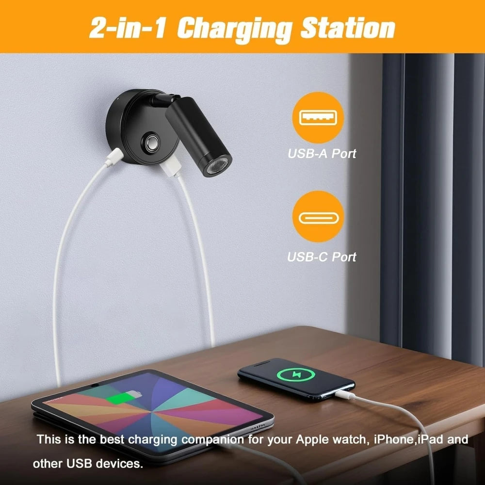 Tokili 12/24V Dimmable LED Spotlight w/ Touch Dimmer & Dual USB Ports, Reading Light for RV, Truck, Marine, Trailer, Off-Road