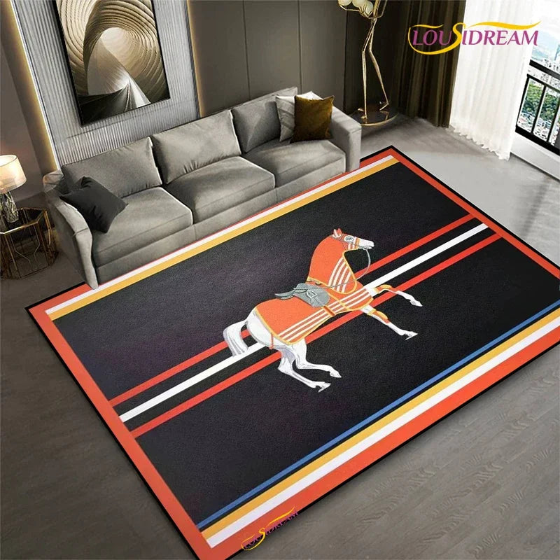Fashion Ethnic Frame Horse Carpet Living Room bedroom yoga rugs kitchen Door Kids Un-Slip Mats Alfombra birthday gift Poster Mat