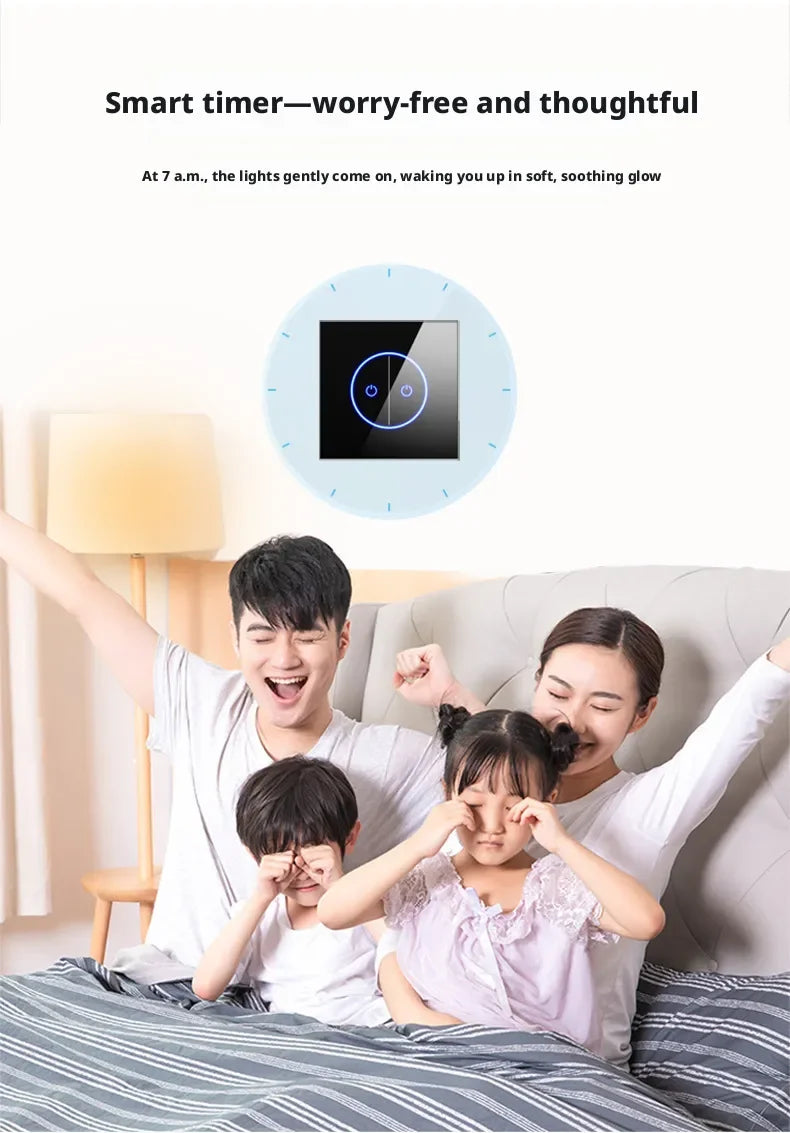 Tuya Smart Life WiFi Smart Touch Switch Tempered Glass Panel WiFi Bluetooth Dual Mode+RF433 Alexa/Google Home Voice Control