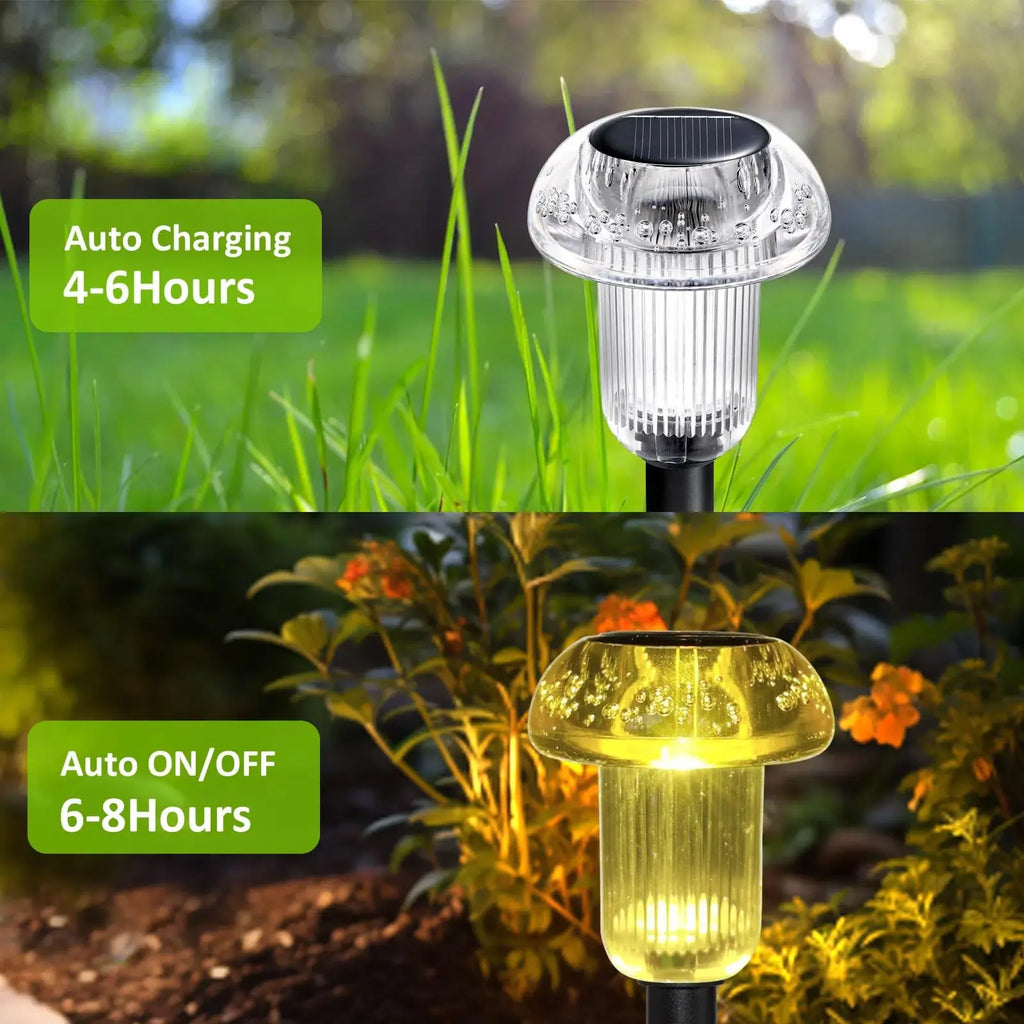 4pcs LED Solar Outdoor Pathway Lights Mushroom Solar Path Walkway Lighting Waterproof For Landscape Yard Lawn Garden Decorative