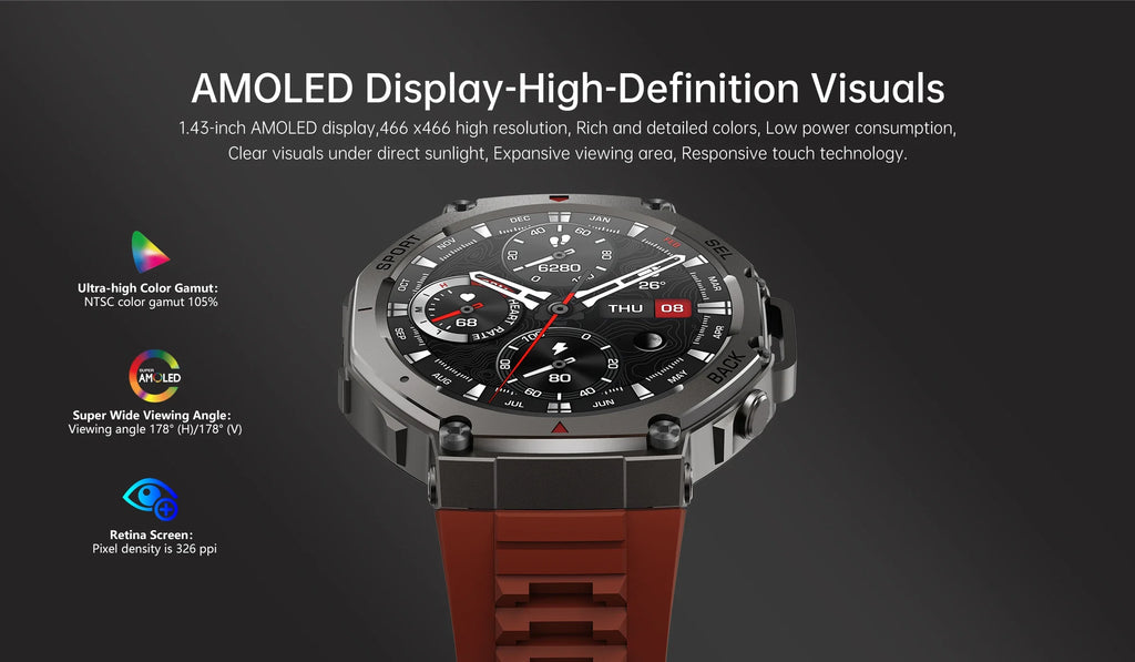 Original T-Rex 3 2025 For Amazfit Military gps smartwatc Built-in Compass Altimeter 10ATM Waterproof Sports Smartwatch Men Women