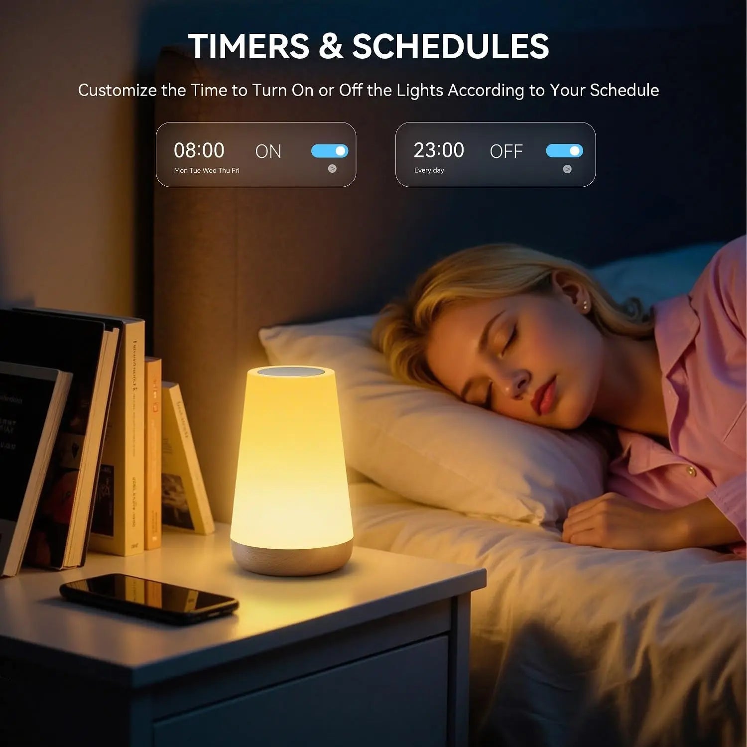 Tuya Smart APP WIFI table lamp, ambient bedside lamp, remotely controlled bedside lamp, night light with multiple lighting modes