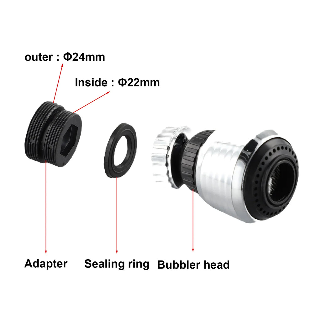 Kitchen Stainless Steel Faucet Sprinkler Water-saving Device Lengthening Rotating Splash Proof Sprinkler Spray Extender Bubbler